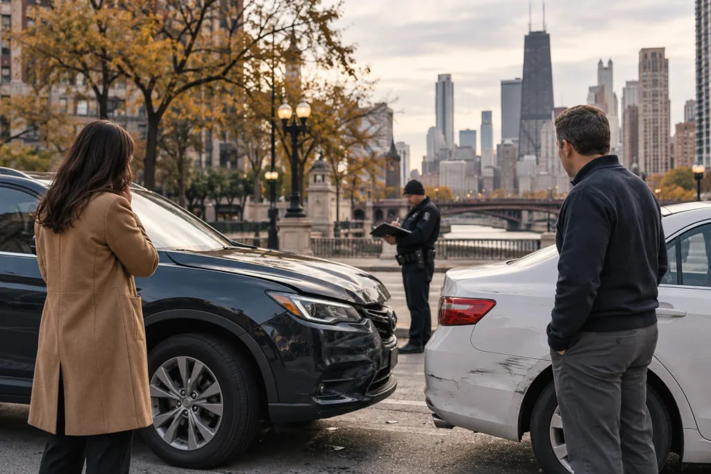 Motor vehicle collision on a Chicago street