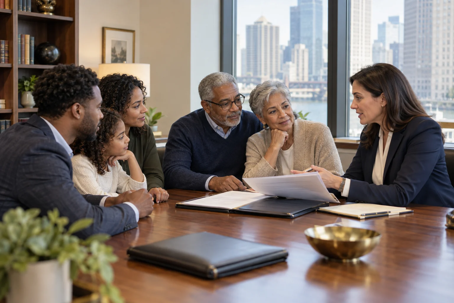 Family discussing trust planning with an attorney